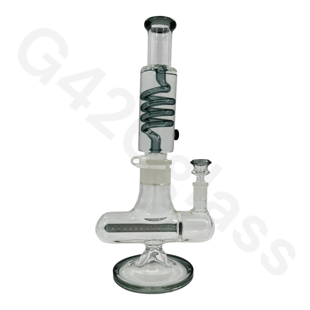 W253    G420glass Freezable Coil Bong w/ Inline Perc 14 Inches | Beaker Bong