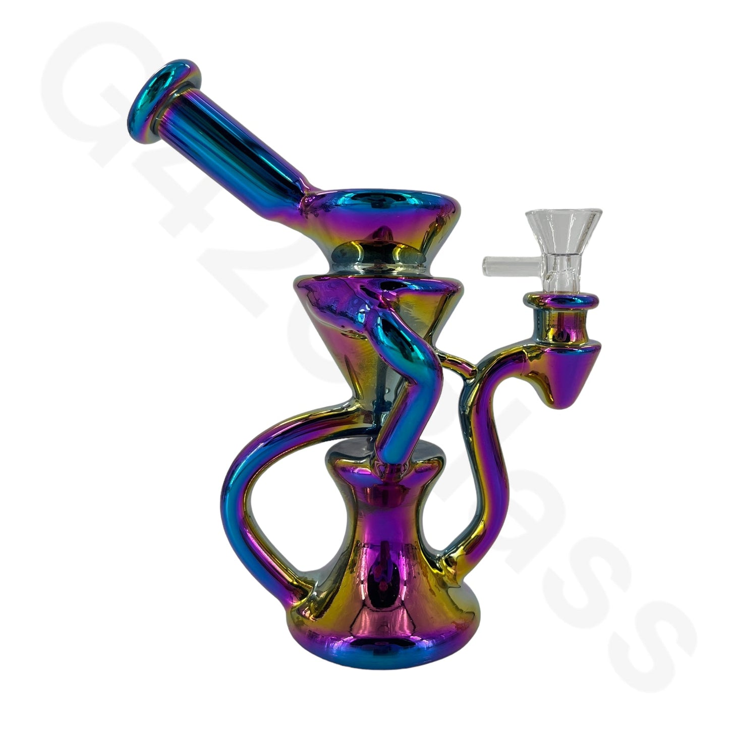 S66   8 Inch Electroplate Recycler Oil Rig Ice Bong | Water Pipe