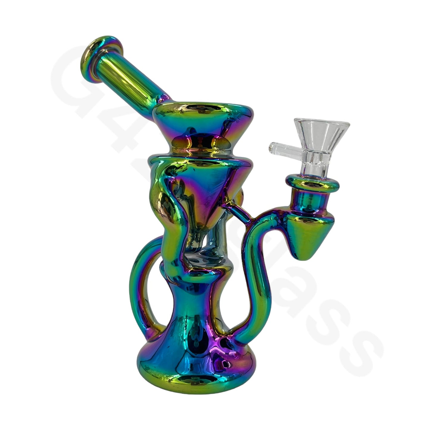 S66   8 Inch Electroplate Recycler Oil Rig Ice Bong | Water Pipe