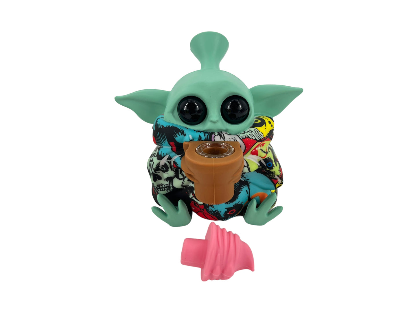 TX185 Baby Yoda Silicone Pipe Glass Bowl Star Wars Collectable Colorful Pattern with Lid
