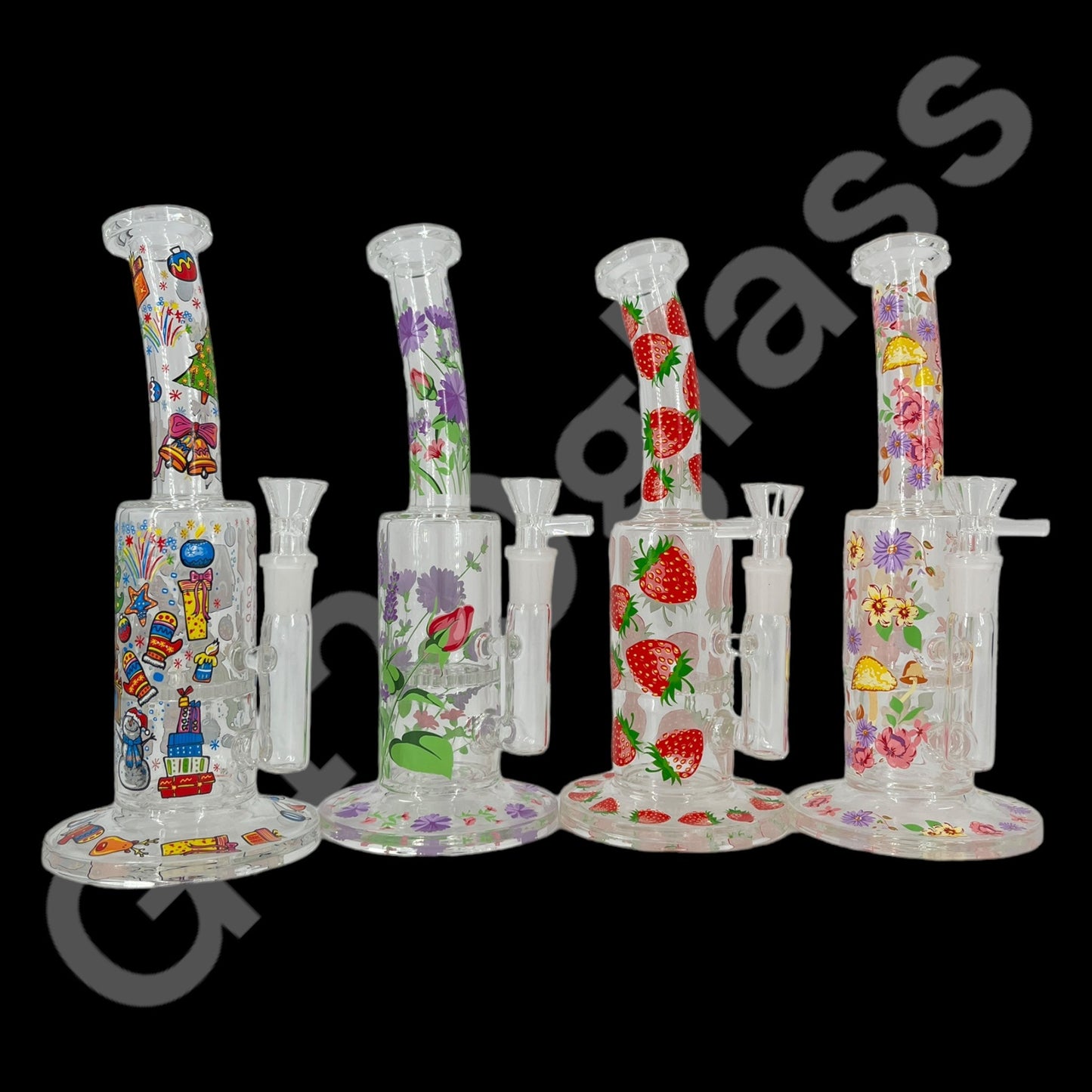 S104    10 Inch Plants Decals Glass Water Pipe Hookah Bong