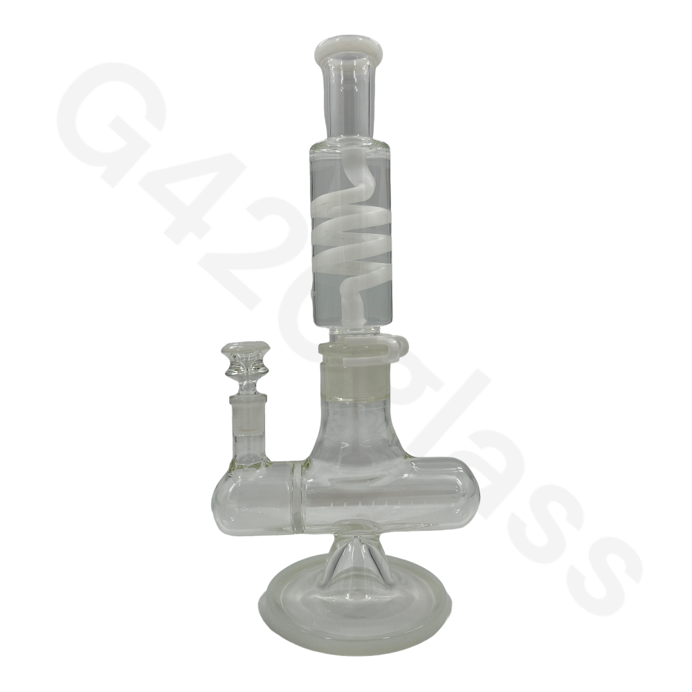 W253    G420glass Freezable Coil Bong w/ Inline Perc 14 Inches | Beaker Bong