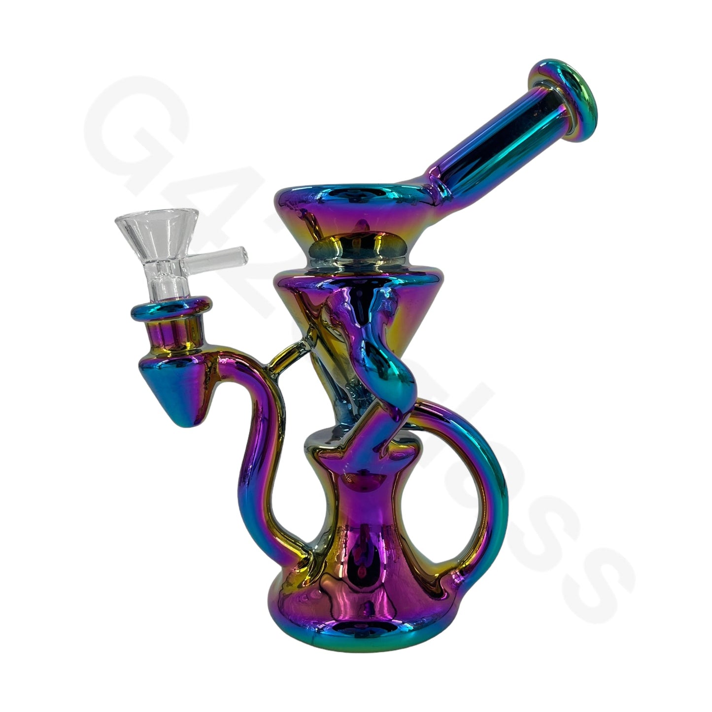 S66   8 Inch Electroplate Recycler Oil Rig Ice Bong | Water Pipe