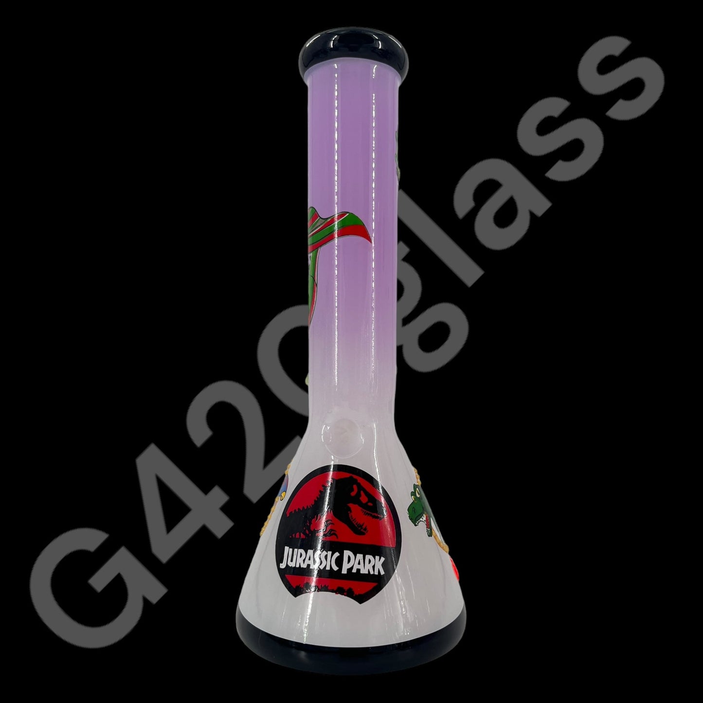 S102     10 Inch Beaker Base Ice Bong with Painted Characters