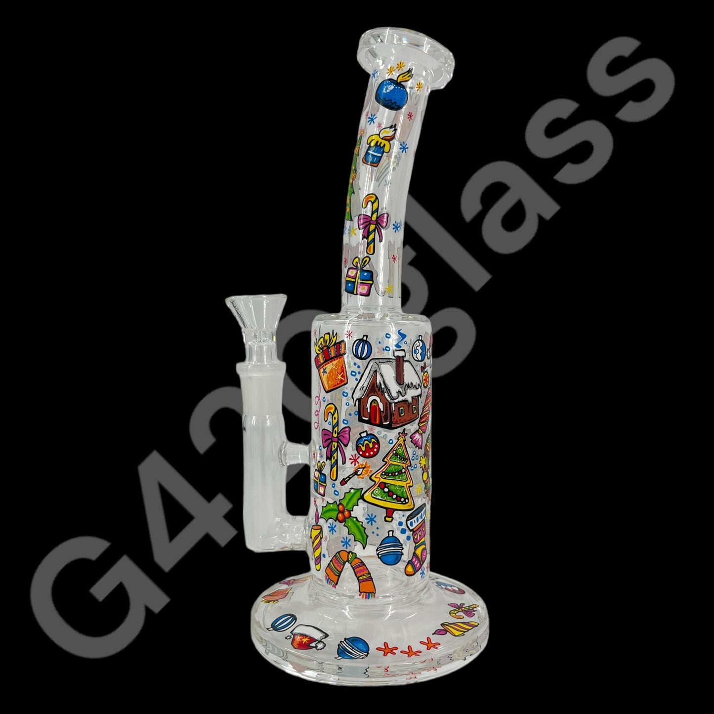 S104    10 Inch Plants Decals Glass Water Pipe Hookah Bong