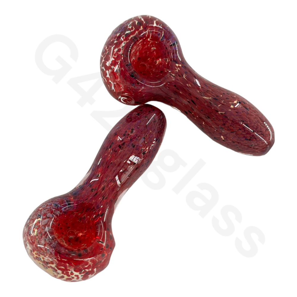 SP083   3 1/2 Inch Fancy Frits Glass Spoon Pipe | G420 Glass Hand Pipe