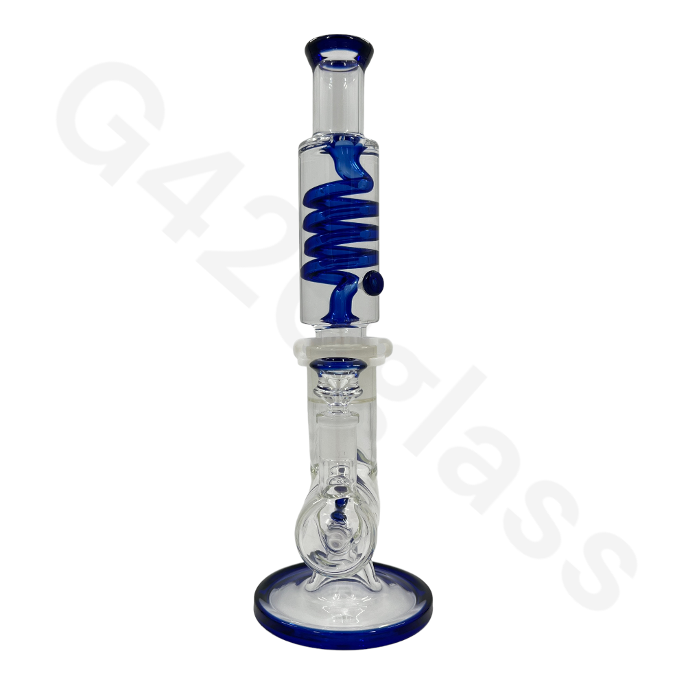 W253    G420glass Freezable Coil Bong w/ Inline Perc 14 Inches | Beaker Bong