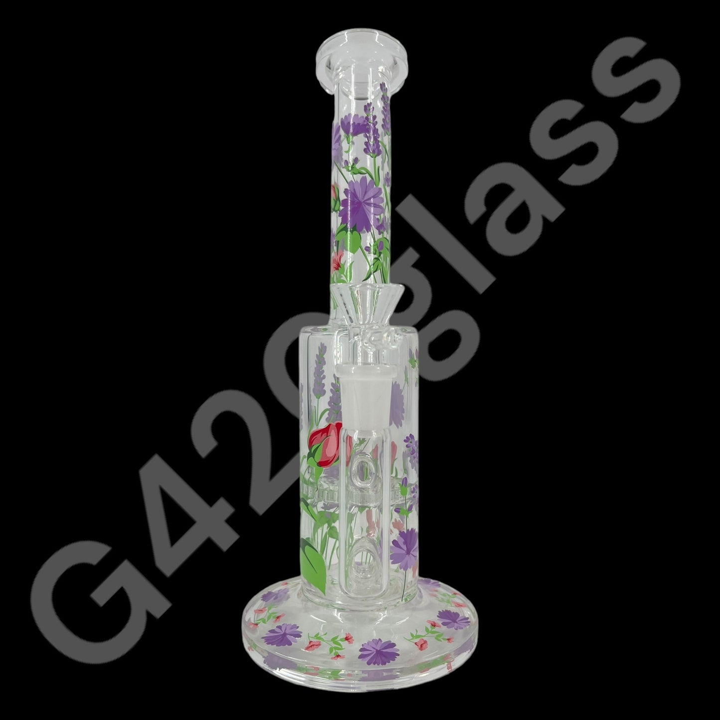 S104    10 Inch Plants Decals Glass Water Pipe Hookah Bong