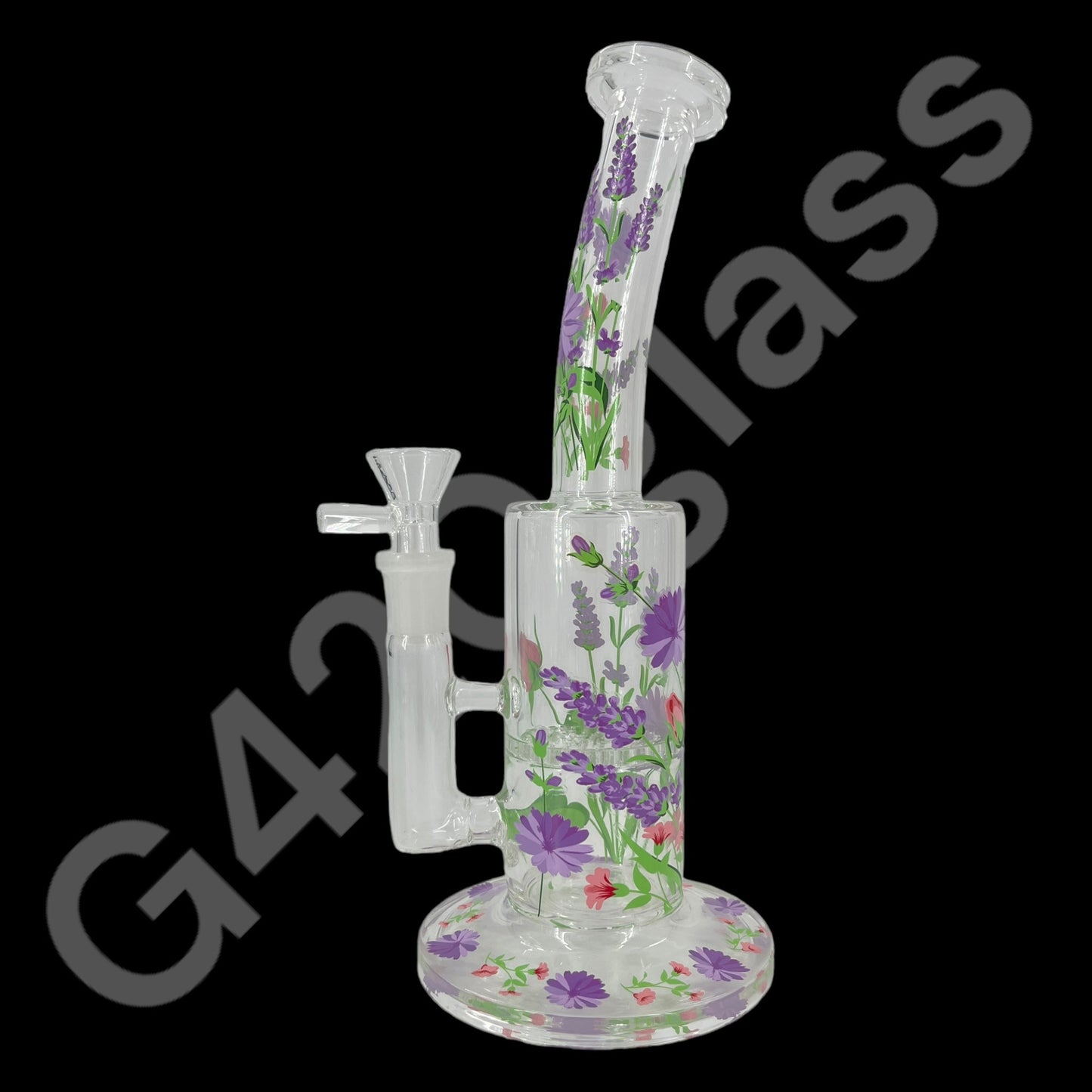 S104    10 Inch Plants Decals Glass Water Pipe Hookah Bong