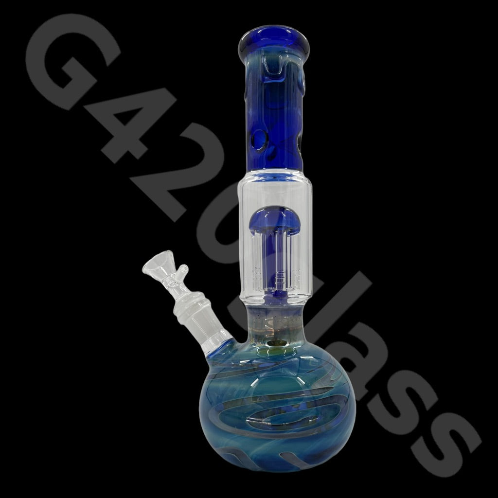 S40   11 Inch Beaker Base Ice Bong with Vase Style Base and Blue Mouthpiece