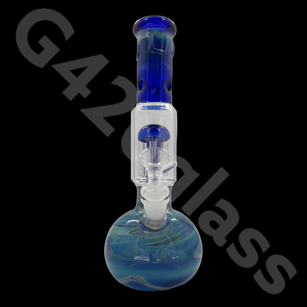 S40   11 Inch Beaker Base Ice Bong with Vase Style Base and Blue Mouthpiece