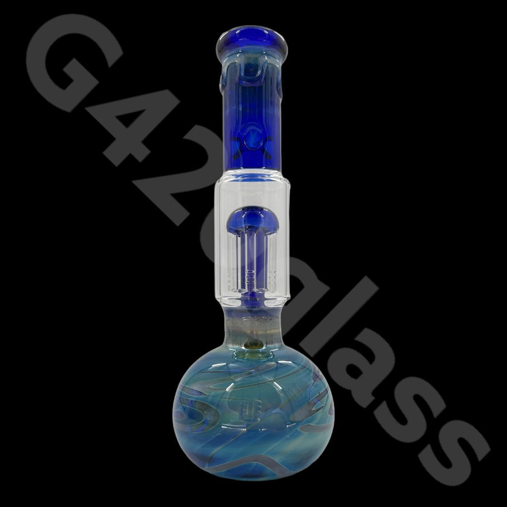 S40   11 Inch Beaker Base Ice Bong with Vase Style Base and Blue Mouthpiece