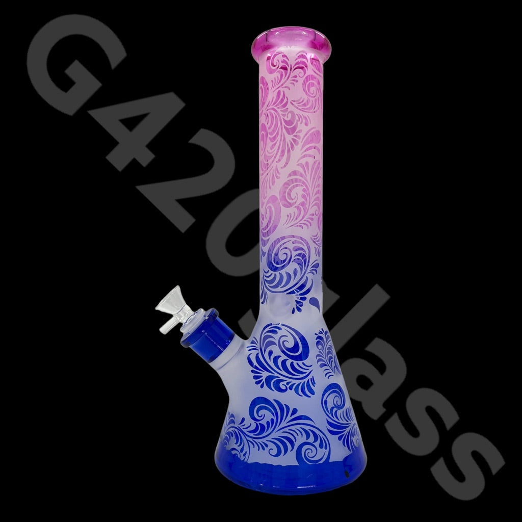 Heavy Duty Beaker Bong Sandblast | 14 Inch