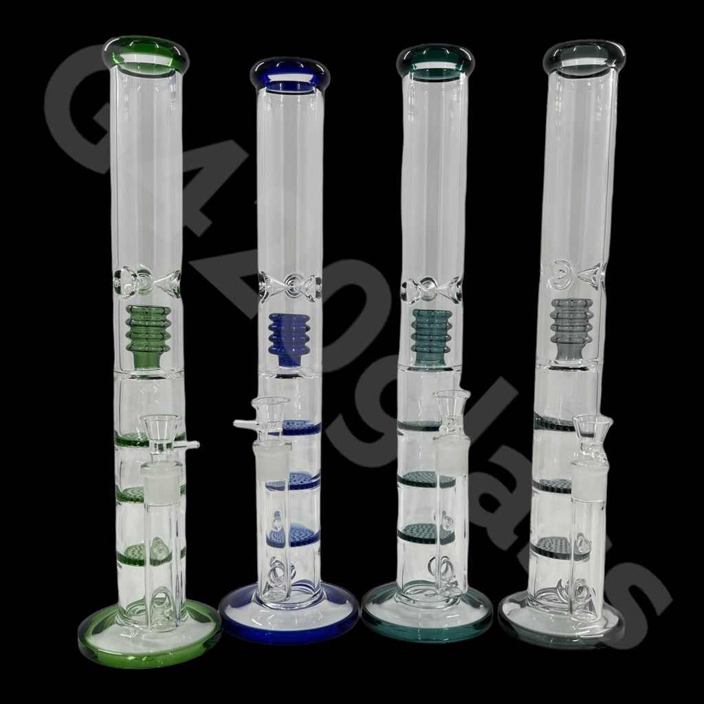 S38  18 Inch Tall Glass Triple Honeycomb Dab Rigs / Straight Bongs | Water Bongs Pipes