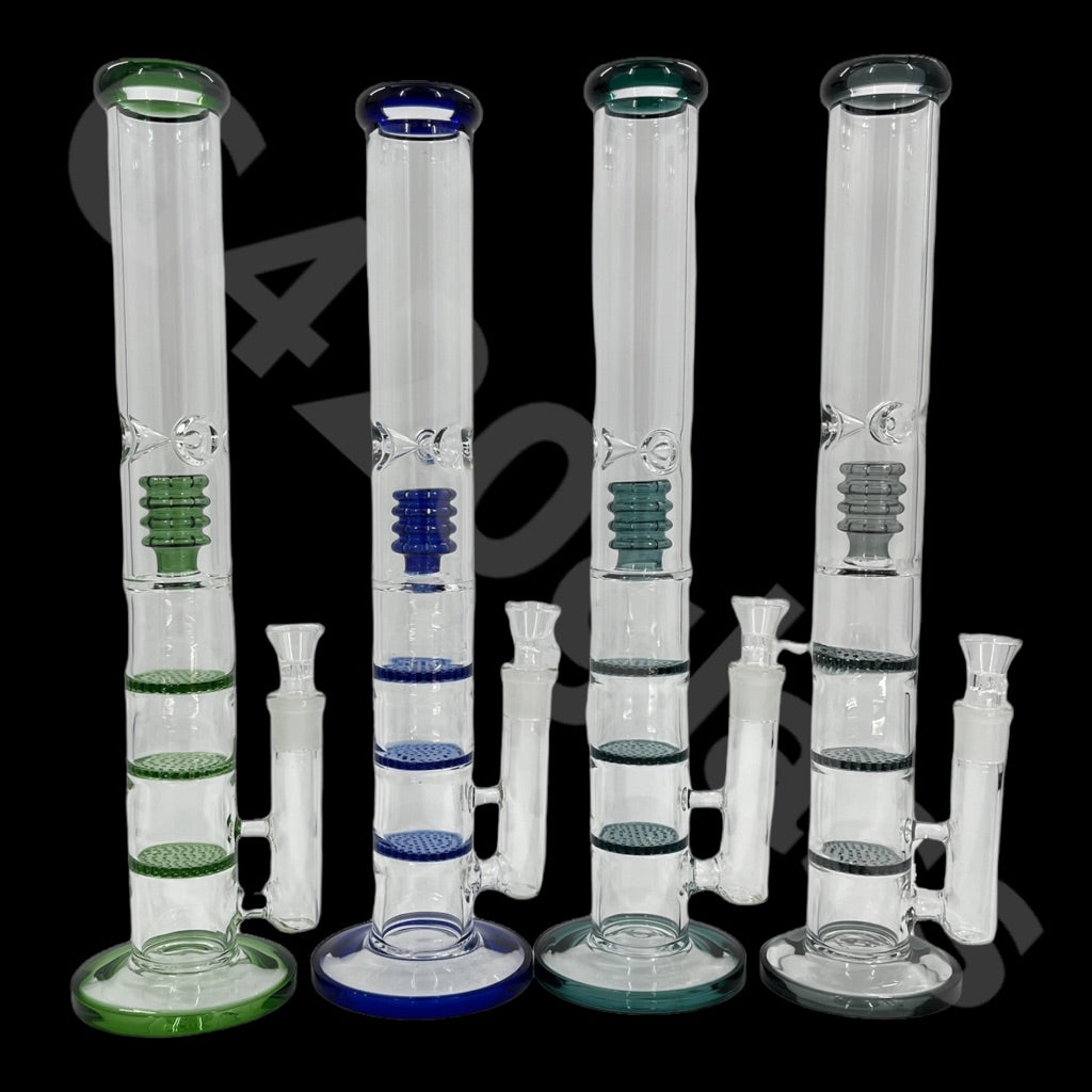 S38  18 Inch Tall Glass Triple Honeycomb Dab Rigs / Straight Bongs | Water Bongs Pipes