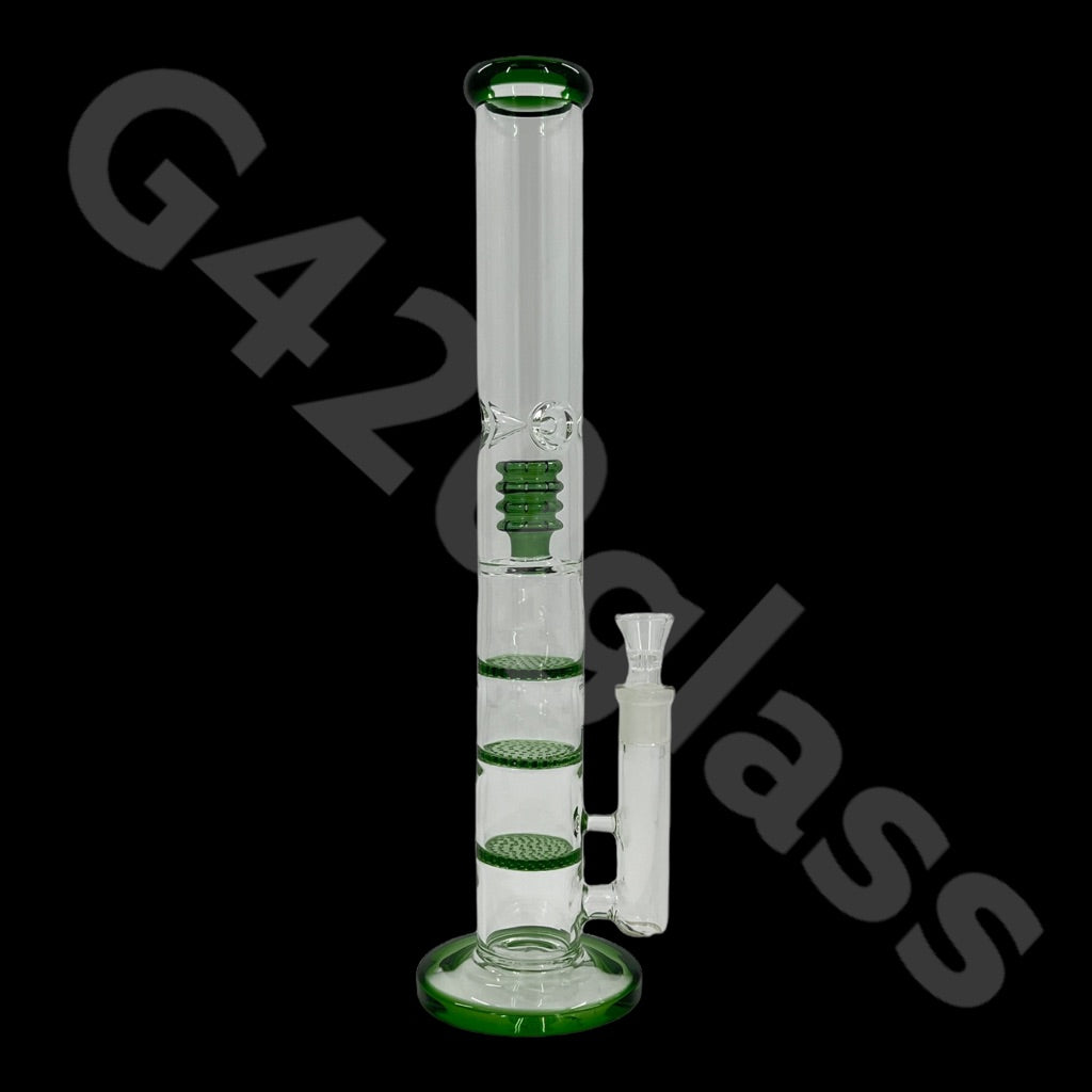 S38  18 Inch Tall Glass Triple Honeycomb Dab Rigs / Straight Bongs | Water Bongs Pipes