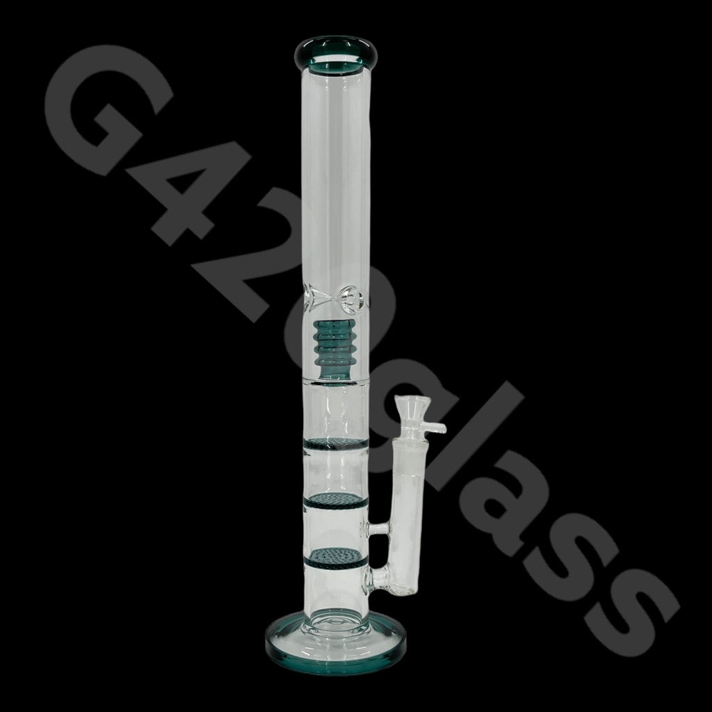 S38  18 Inch Tall Glass Triple Honeycomb Dab Rigs / Straight Bongs | Water Bongs Pipes