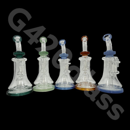 S29   G420 Glass 9 Inch Bend Neck Vortex Recycler Rig Ice Water Pipes | USA