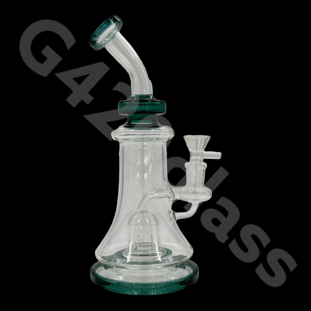 S29   G420 Glass 9 Inch Bend Neck Vortex Recycler Rig Ice Water Pipes | USA