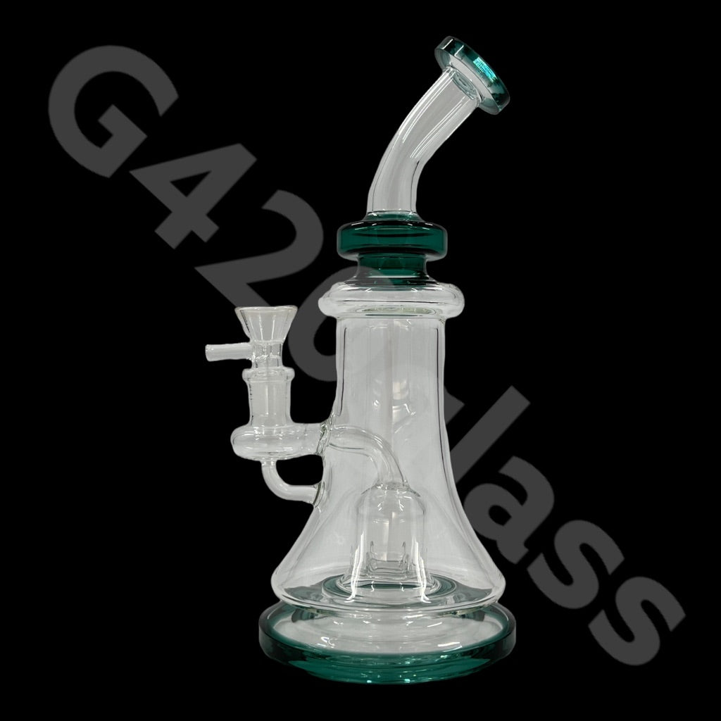 S29   G420 Glass 9 Inch Bend Neck Vortex Recycler Rig Ice Water Pipes | USA