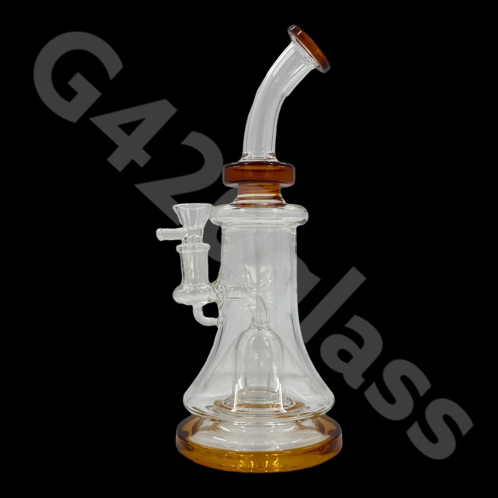 S29   G420 Glass 9 Inch Bend Neck Vortex Recycler Rig Ice Water Pipes | USA