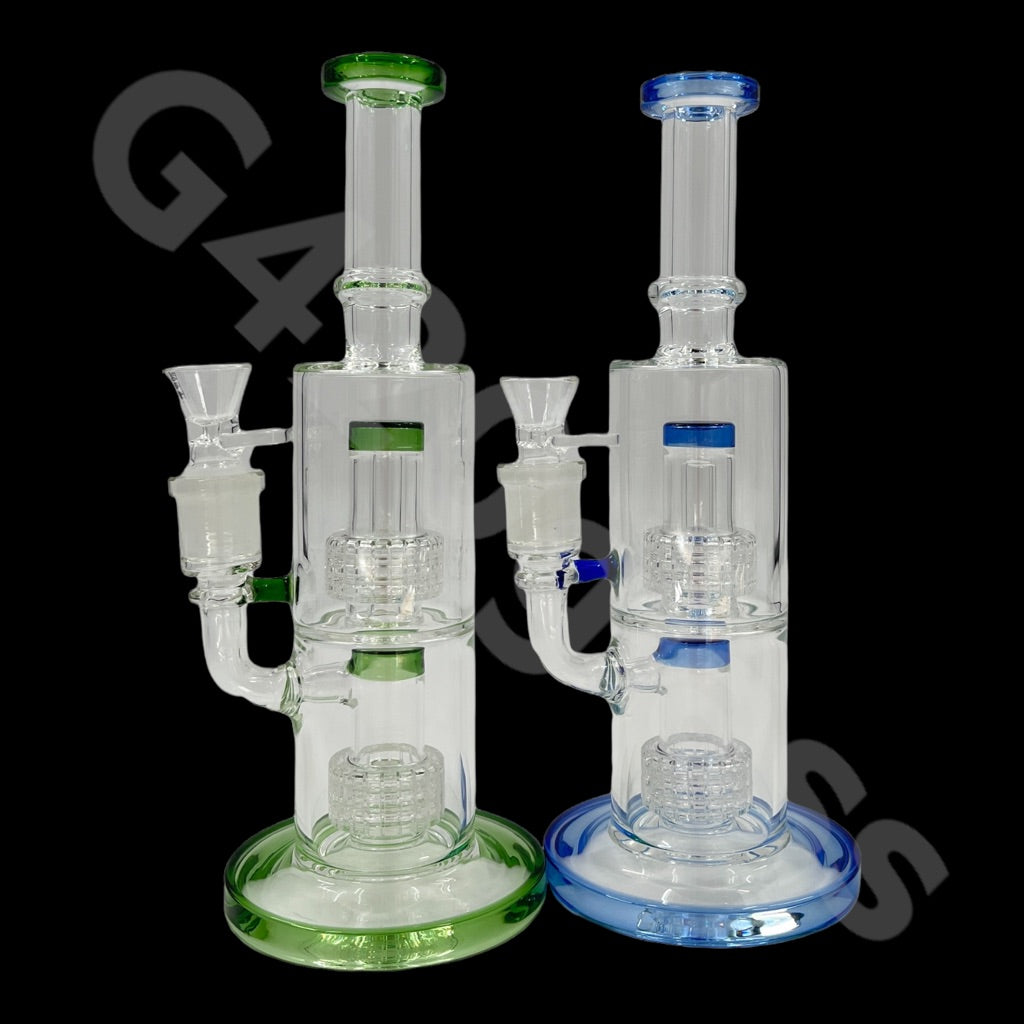 S15   11″ Tall Glass Double Lattice Shower head Chamber  Water Pipes