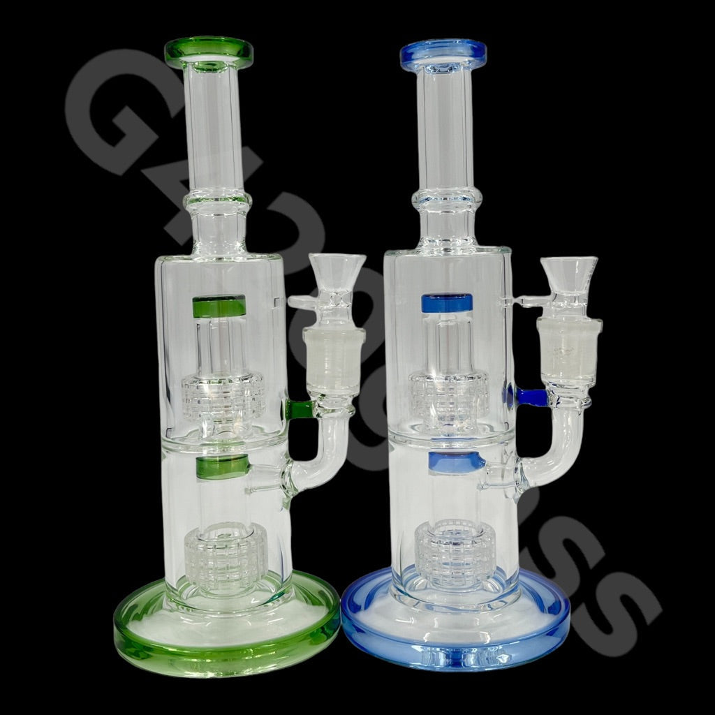 S15   11″ Tall Glass Double Lattice Shower head Chamber  Water Pipes