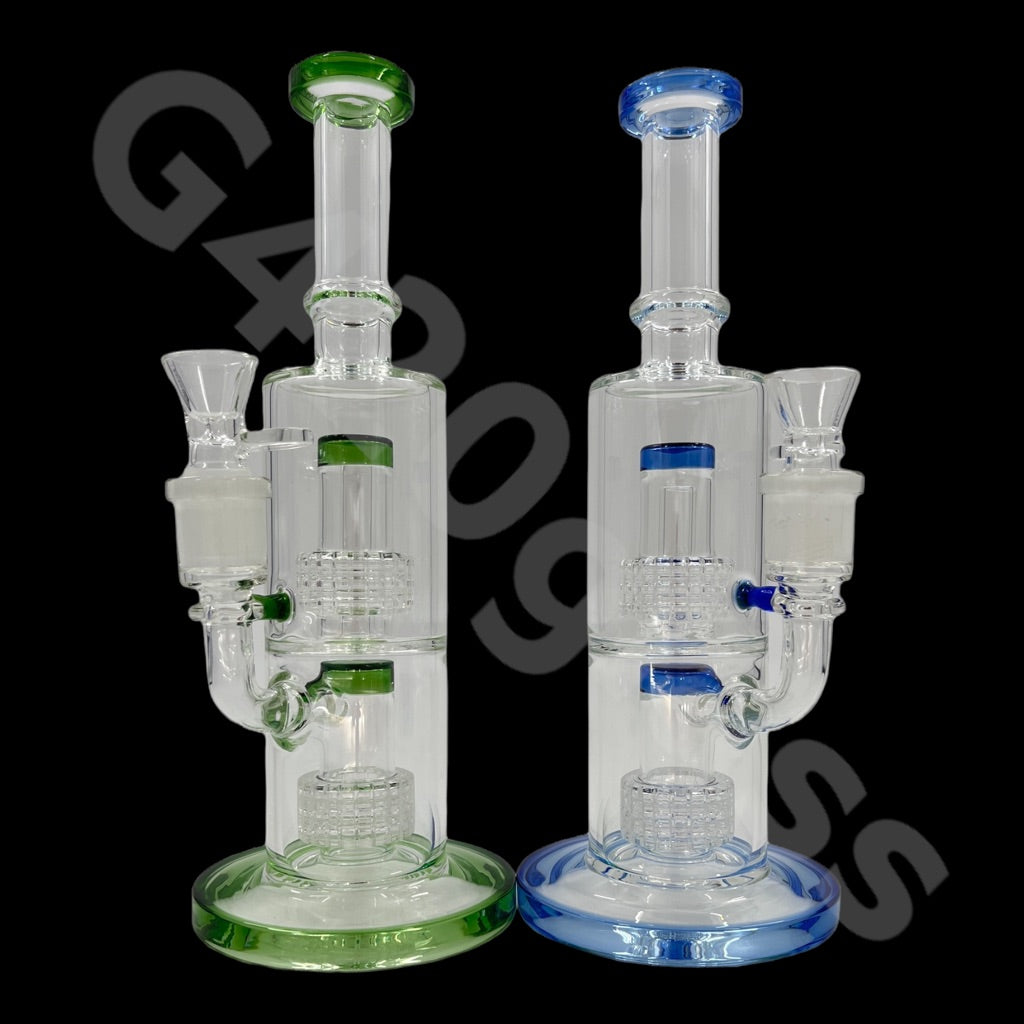 S15   11″ Tall Glass Double Lattice Shower head Chamber  Water Pipes