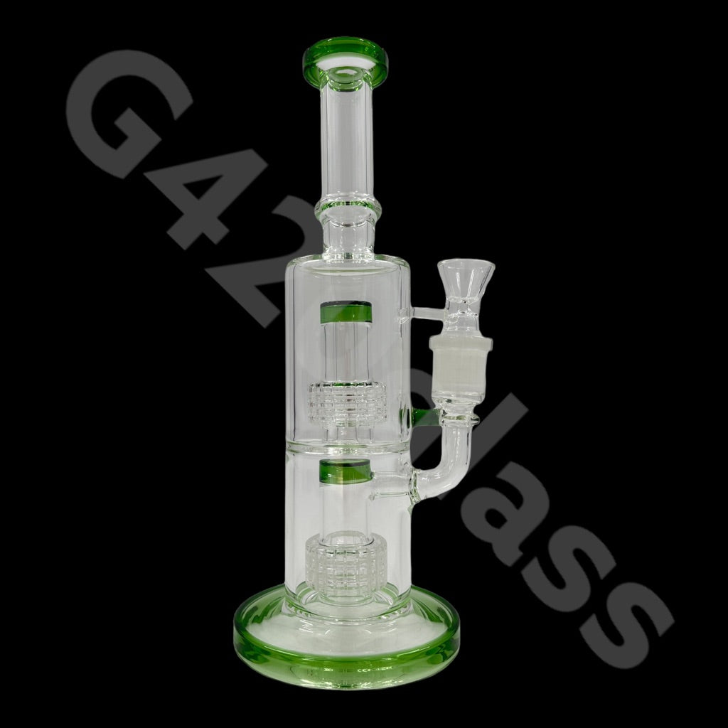 S15   11″ Tall Glass Double Lattice Shower head Chamber  Water Pipes