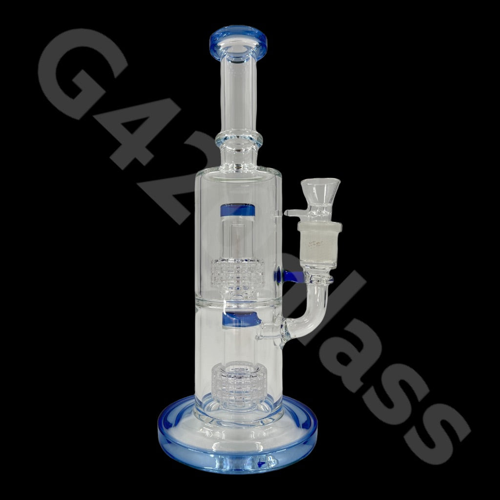 S15   11″ Tall Glass Double Lattice Shower head Chamber  Water Pipes