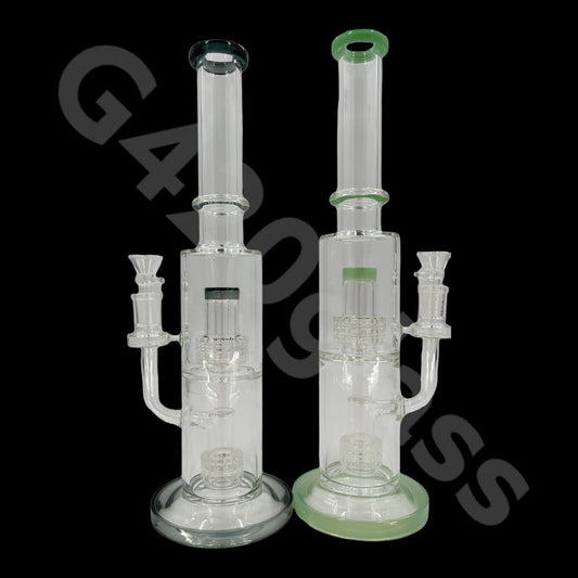 S2   14 Inch Tall Glass Double Lattice Showerhead Bongs | Water Pipes