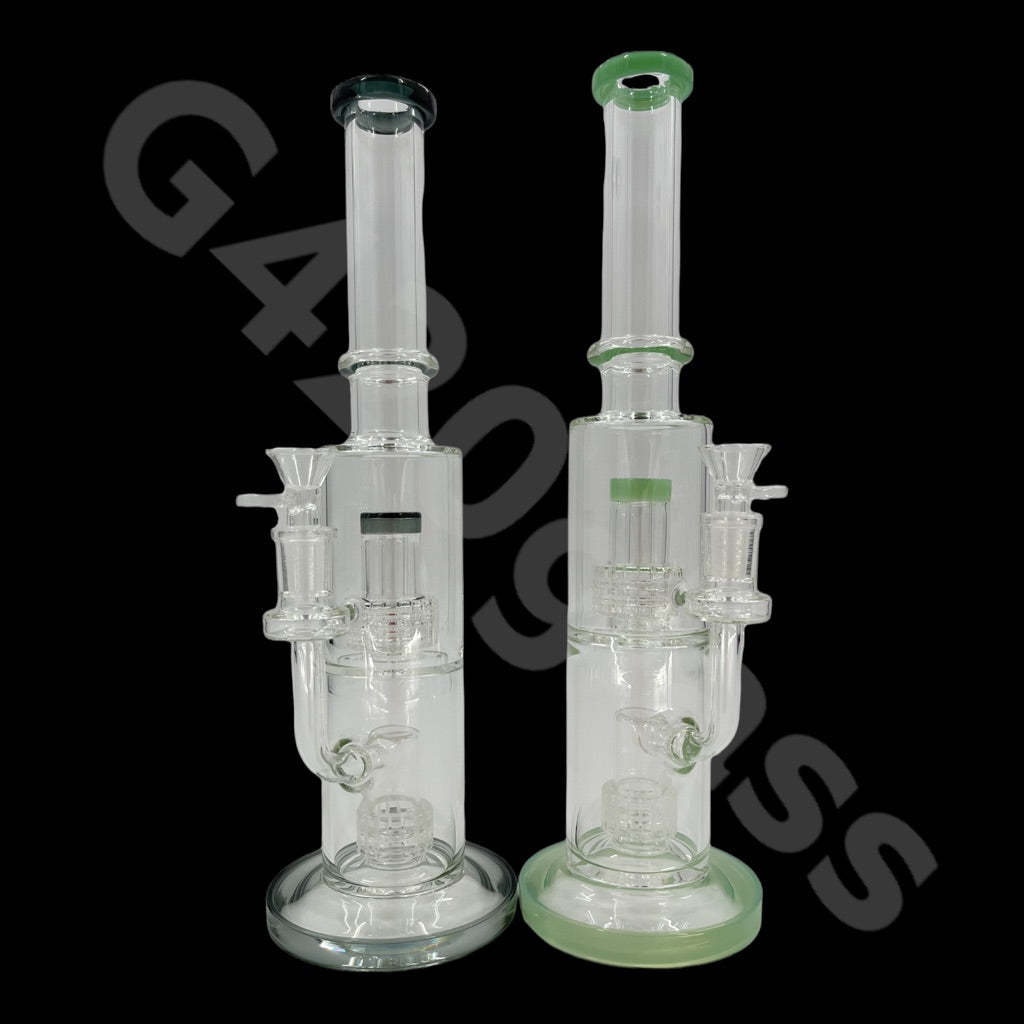 S2   14 Inch Tall Glass Double Lattice Showerhead Bongs | Water Pipes