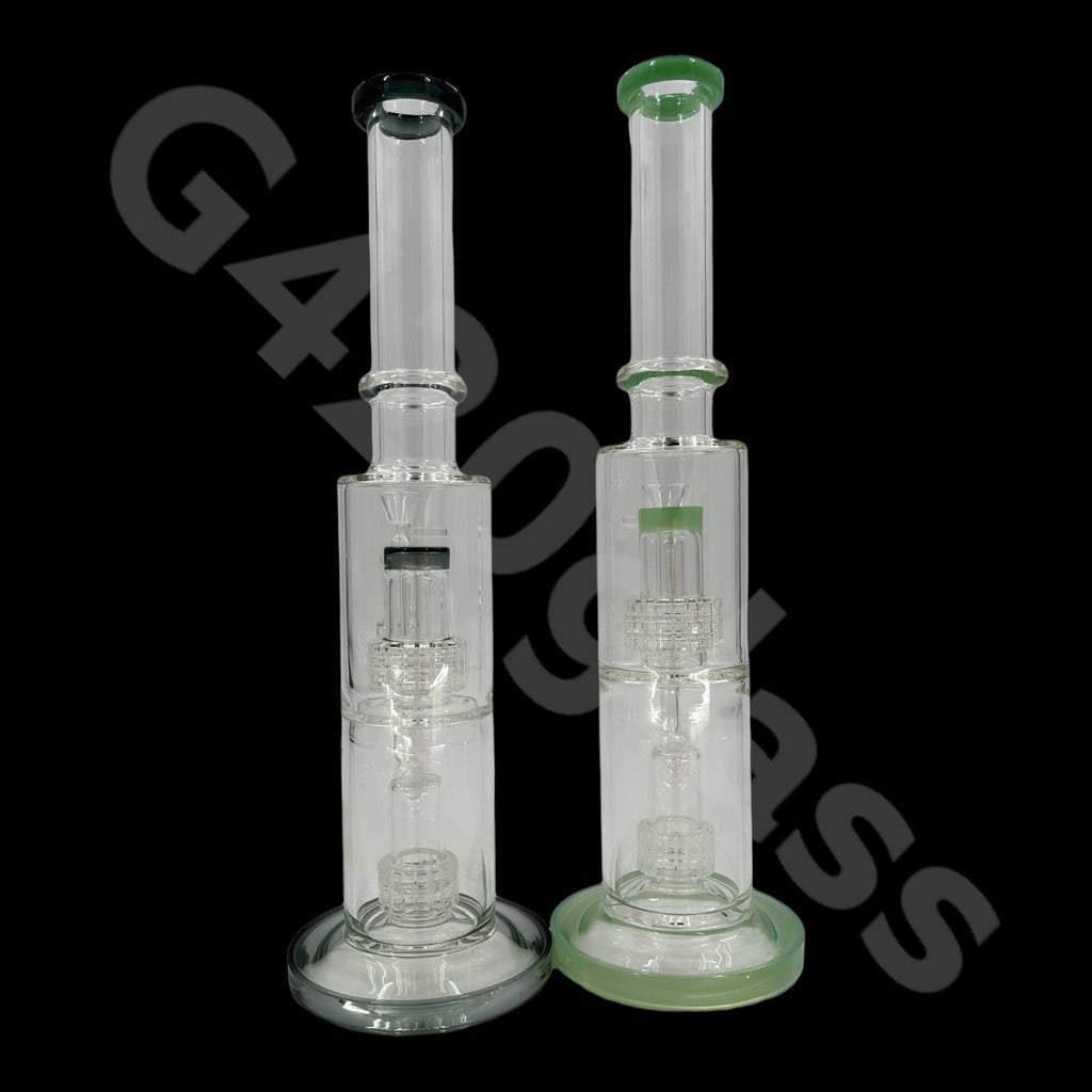 S2   14 Inch Tall Glass Double Lattice Showerhead Bongs | Water Pipes