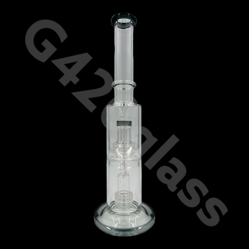 S2   14 Inch Tall Glass Double Lattice Showerhead Bongs | Water Pipes