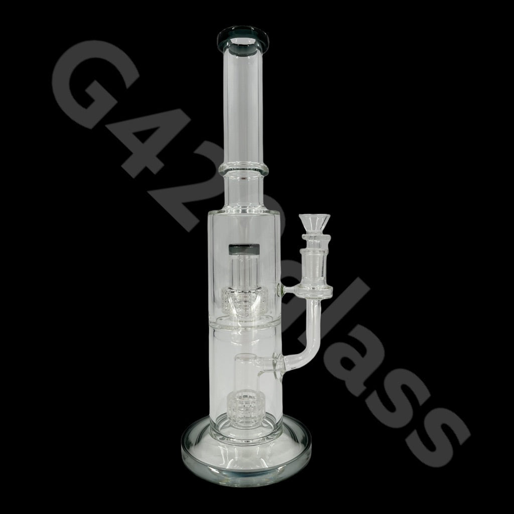 S2   14 Inch Tall Glass Double Lattice Showerhead Bongs | Water Pipes