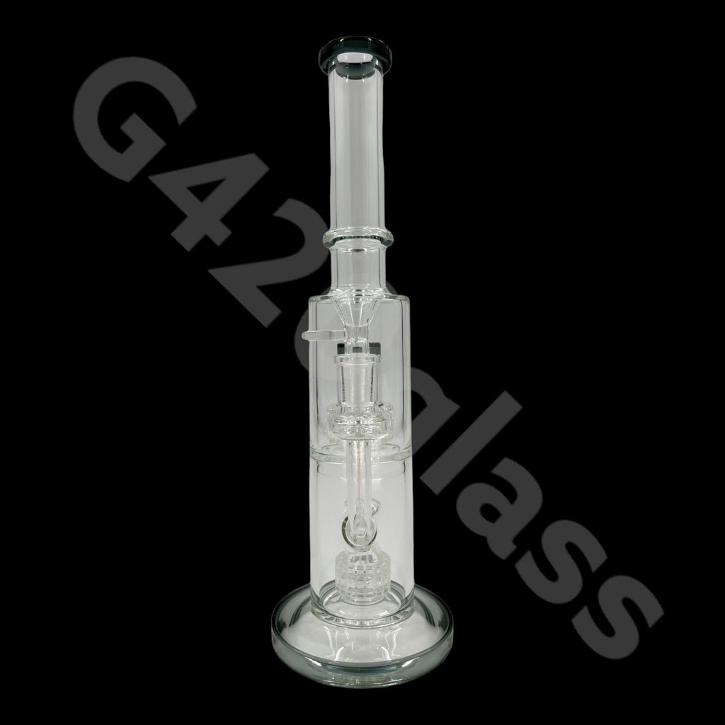 S2   14 Inch Tall Glass Double Lattice Showerhead Bongs | Water Pipes