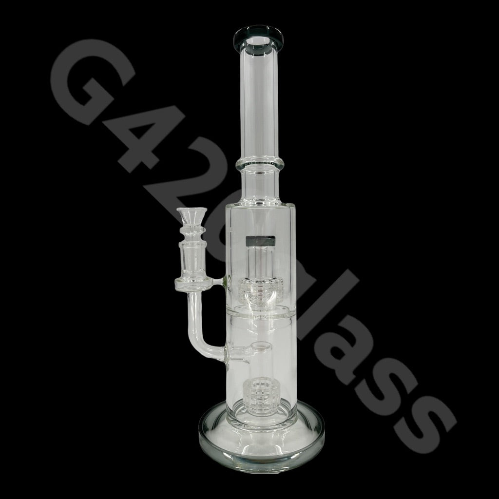 S2   14 Inch Tall Glass Double Lattice Showerhead Bongs | Water Pipes