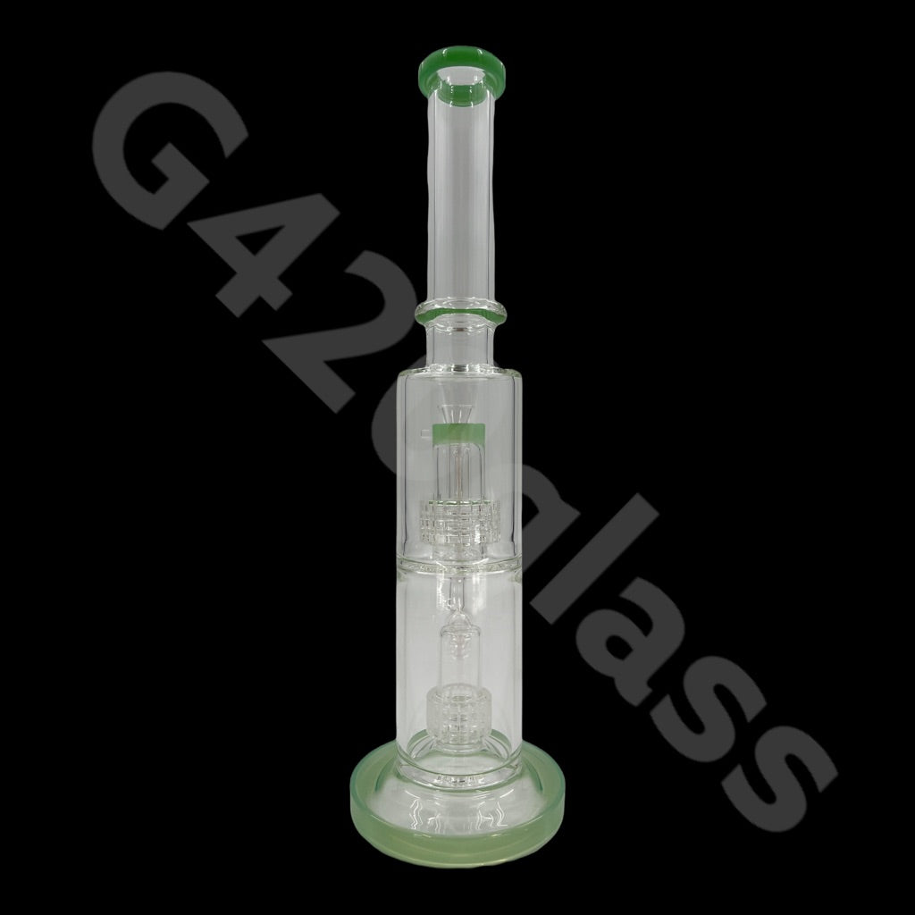 S2   14 Inch Tall Glass Double Lattice Showerhead Bongs | Water Pipes