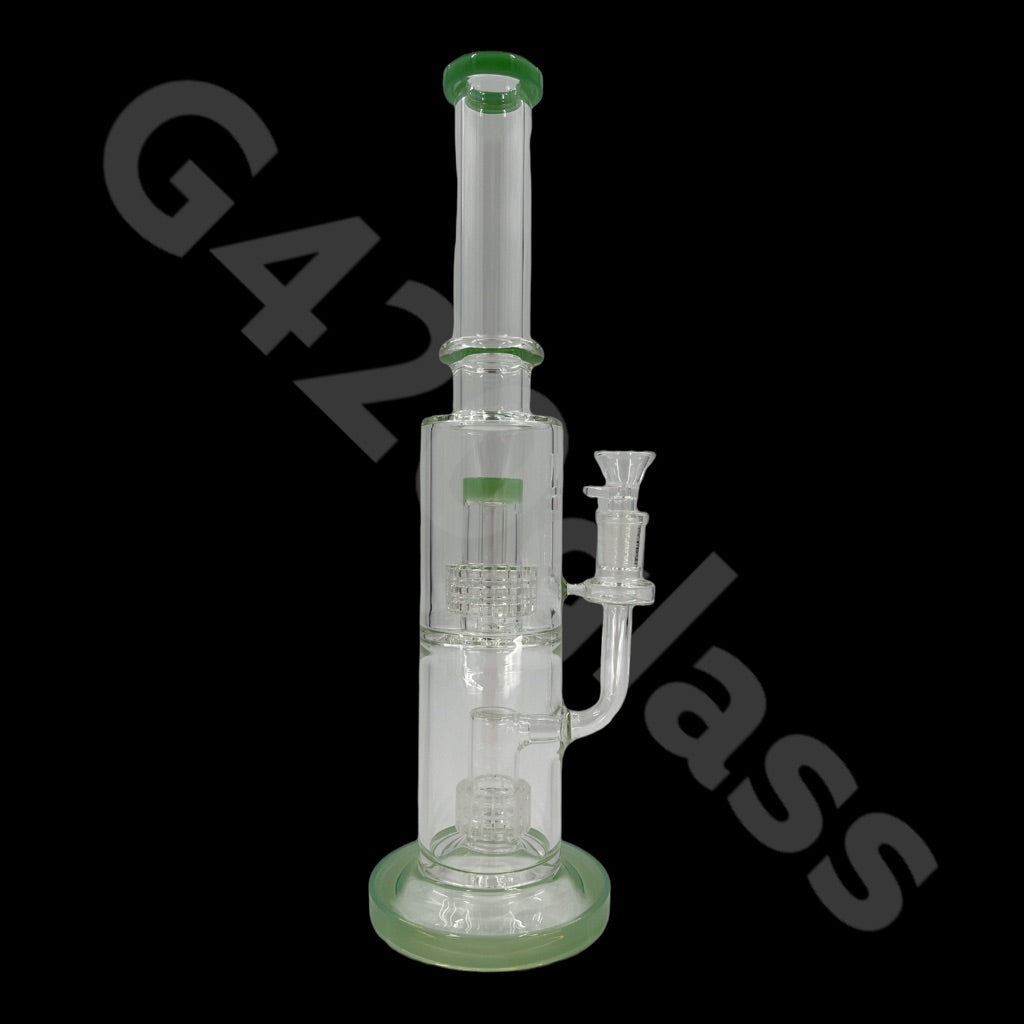 S2   14 Inch Tall Glass Double Lattice Showerhead Bongs | Water Pipes