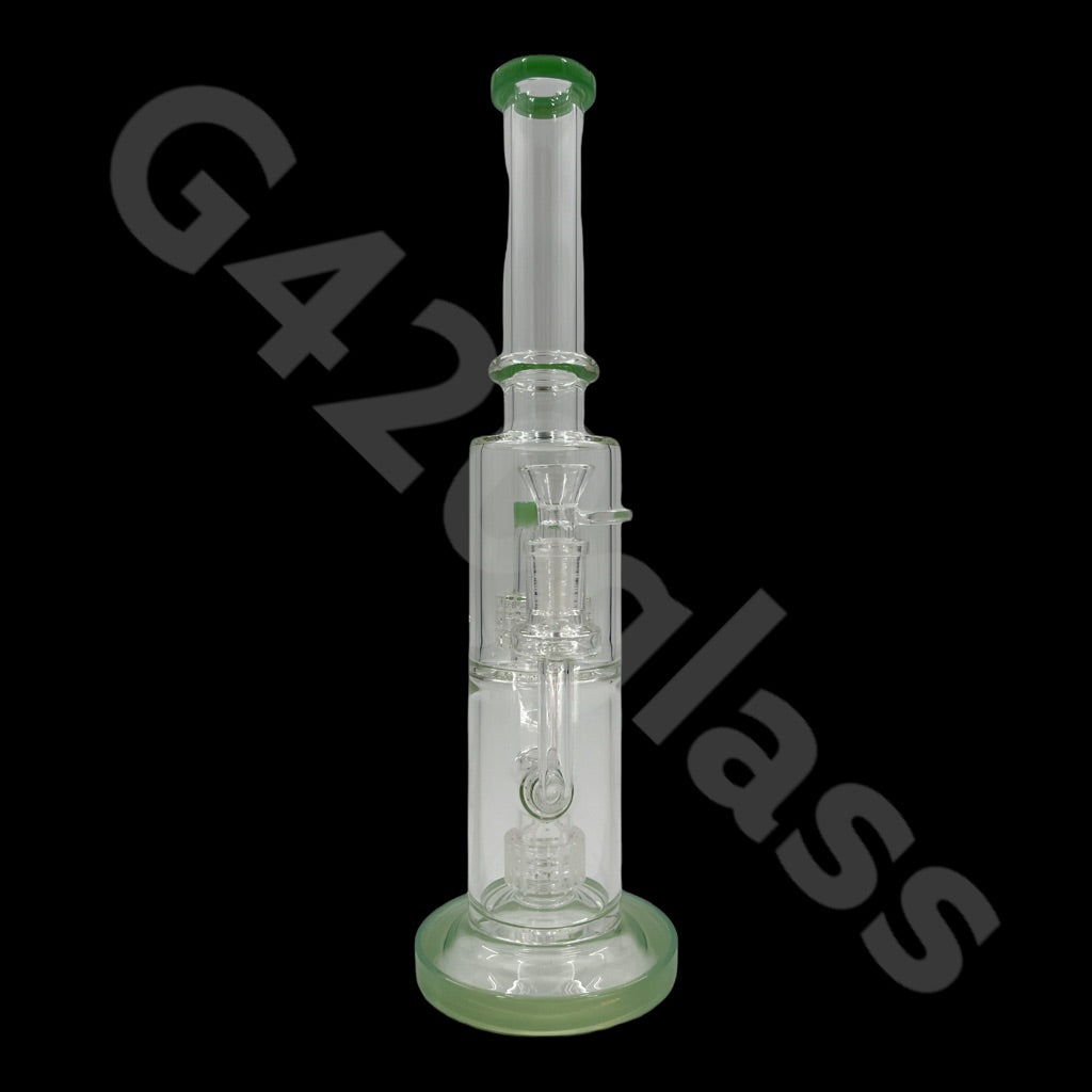 S2   14 Inch Tall Glass Double Lattice Showerhead Bongs | Water Pipes