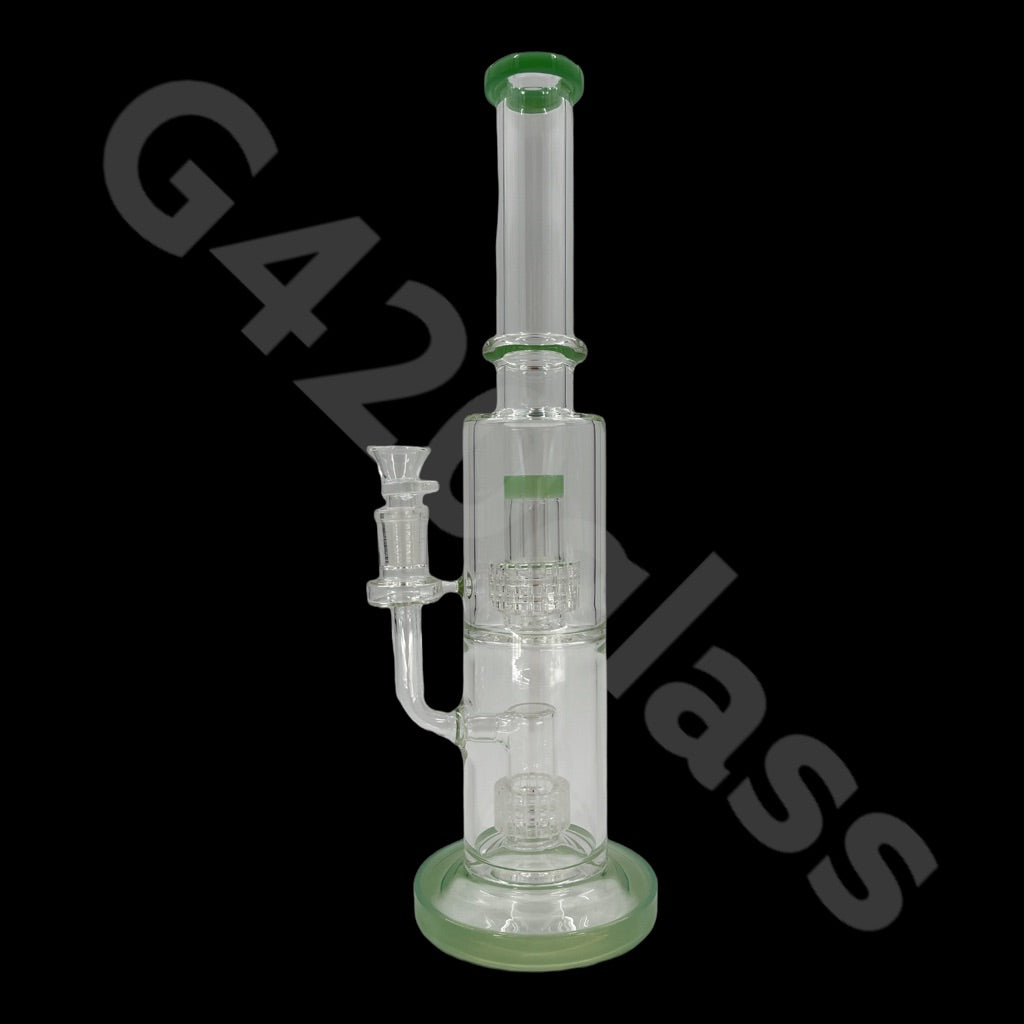 S2   14 Inch Tall Glass Double Lattice Showerhead Bongs | Water Pipes