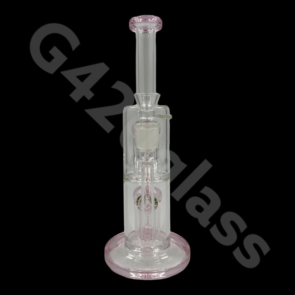 S11   12 Inch Colored Double Tree Perch Beaker Bongs | Hexagon Base