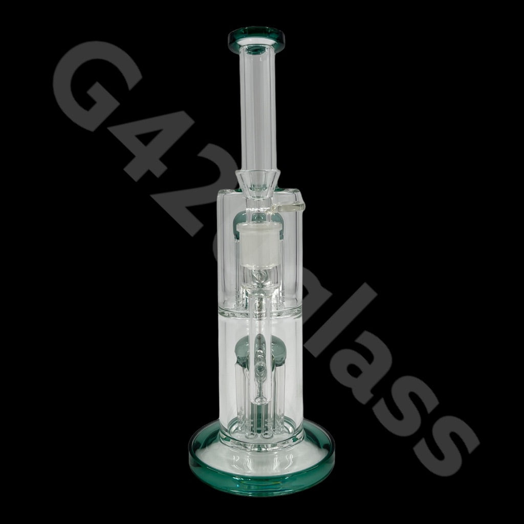 S11   12 Inch Colored Double Tree Perch Beaker Bongs | Hexagon Base