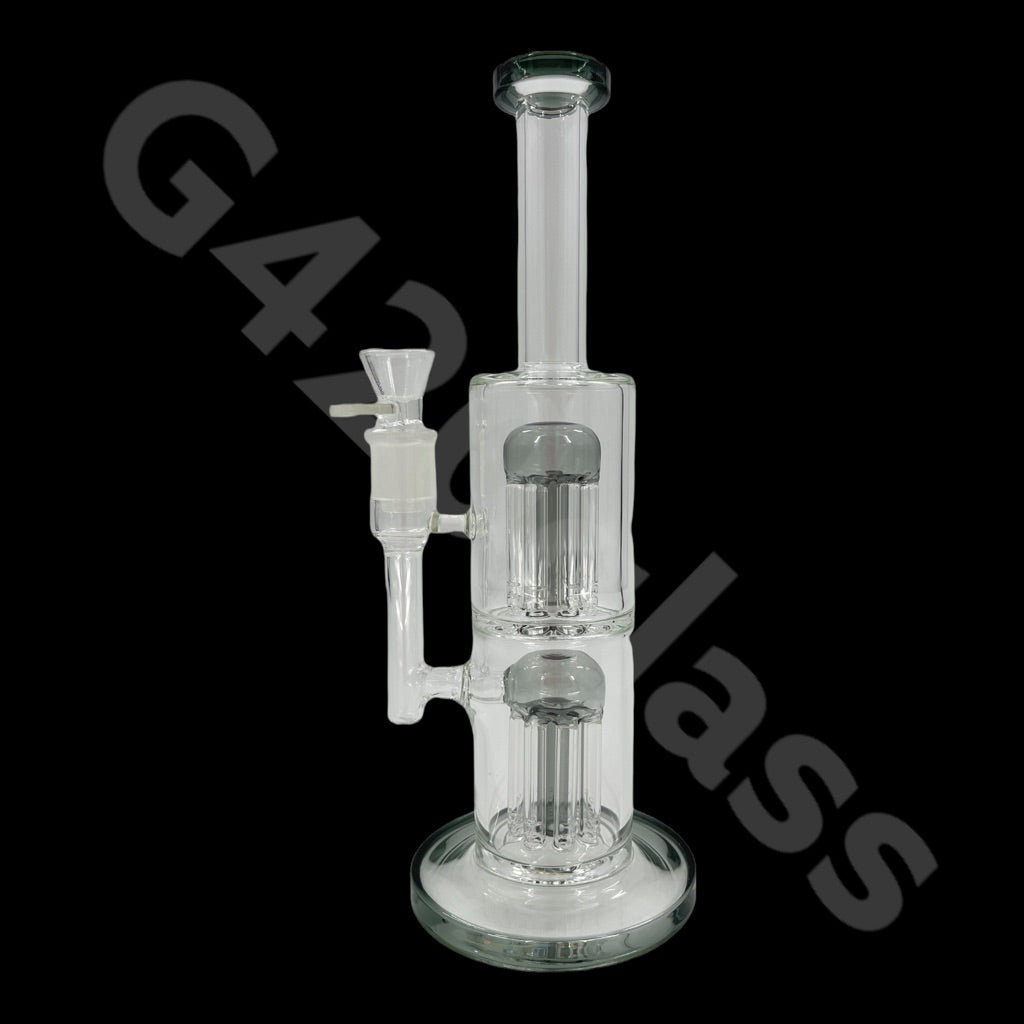 S11   12 Inch Colored Double Tree Perch Beaker Bongs | Hexagon Base