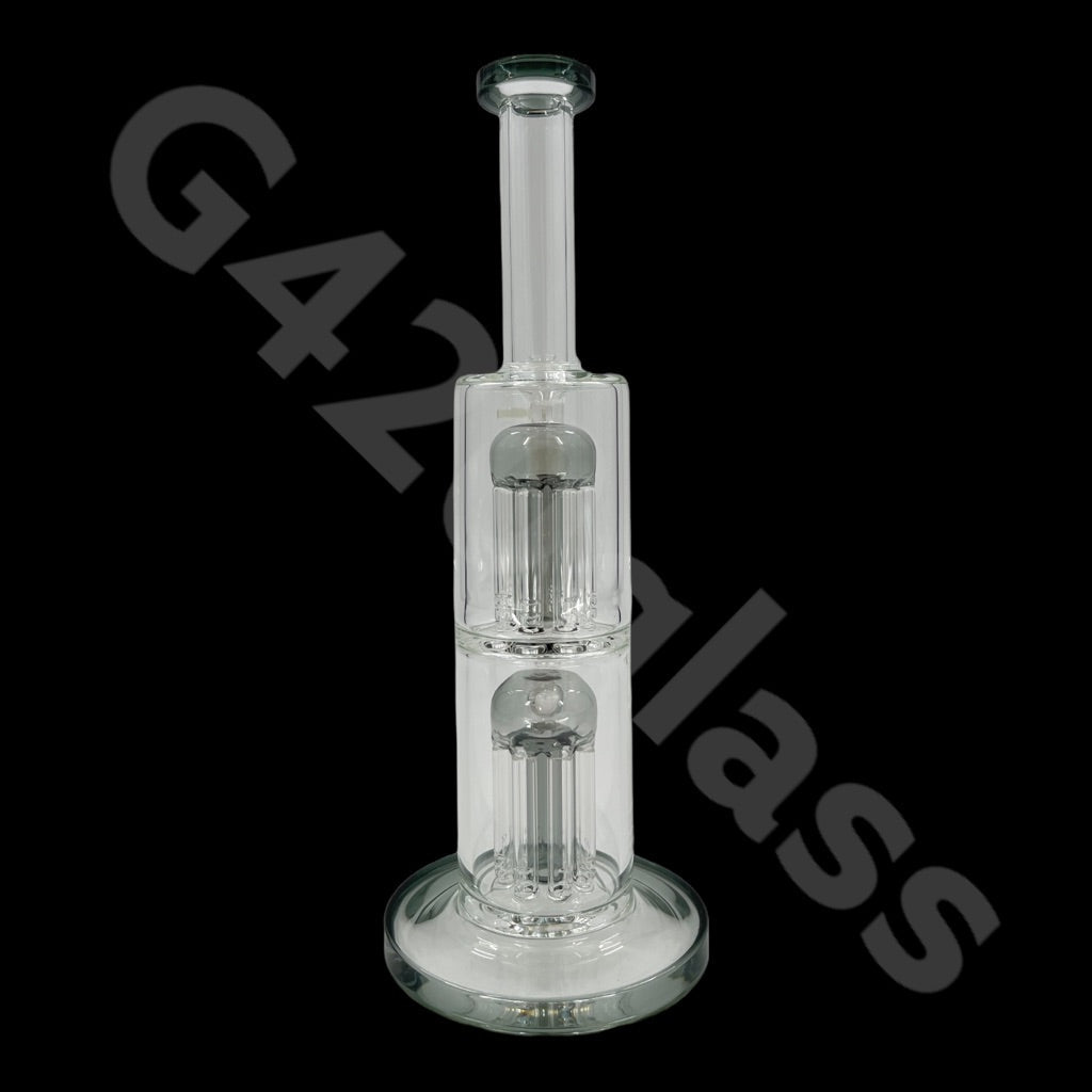 S11   12 Inch Colored Double Tree Perch Beaker Bongs | Hexagon Base