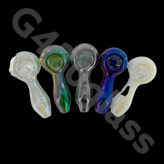 SPJ04   4 Inch Electroplate Heady Glass Spoon Pipes | 5 Colors Available